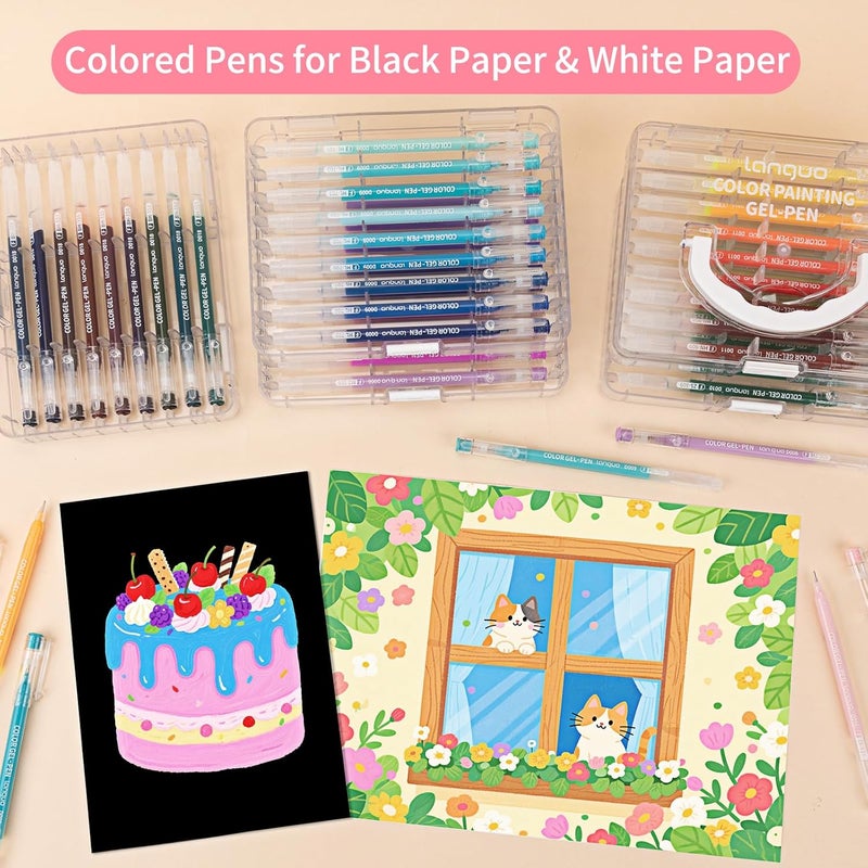 Joyask Gel Pens For Coloring, 45 Pack Colored Pens for Black Paper & White Paper, 0.6MM Fine Point Pens for Coloring, Writing, Drawing, Journaling, Note Taking, Office, Home - Image 2